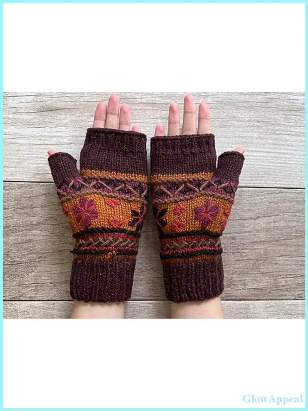 Hand Knit Alpaca Fingerless Gloves Fleece Lined Texting Driving Winter